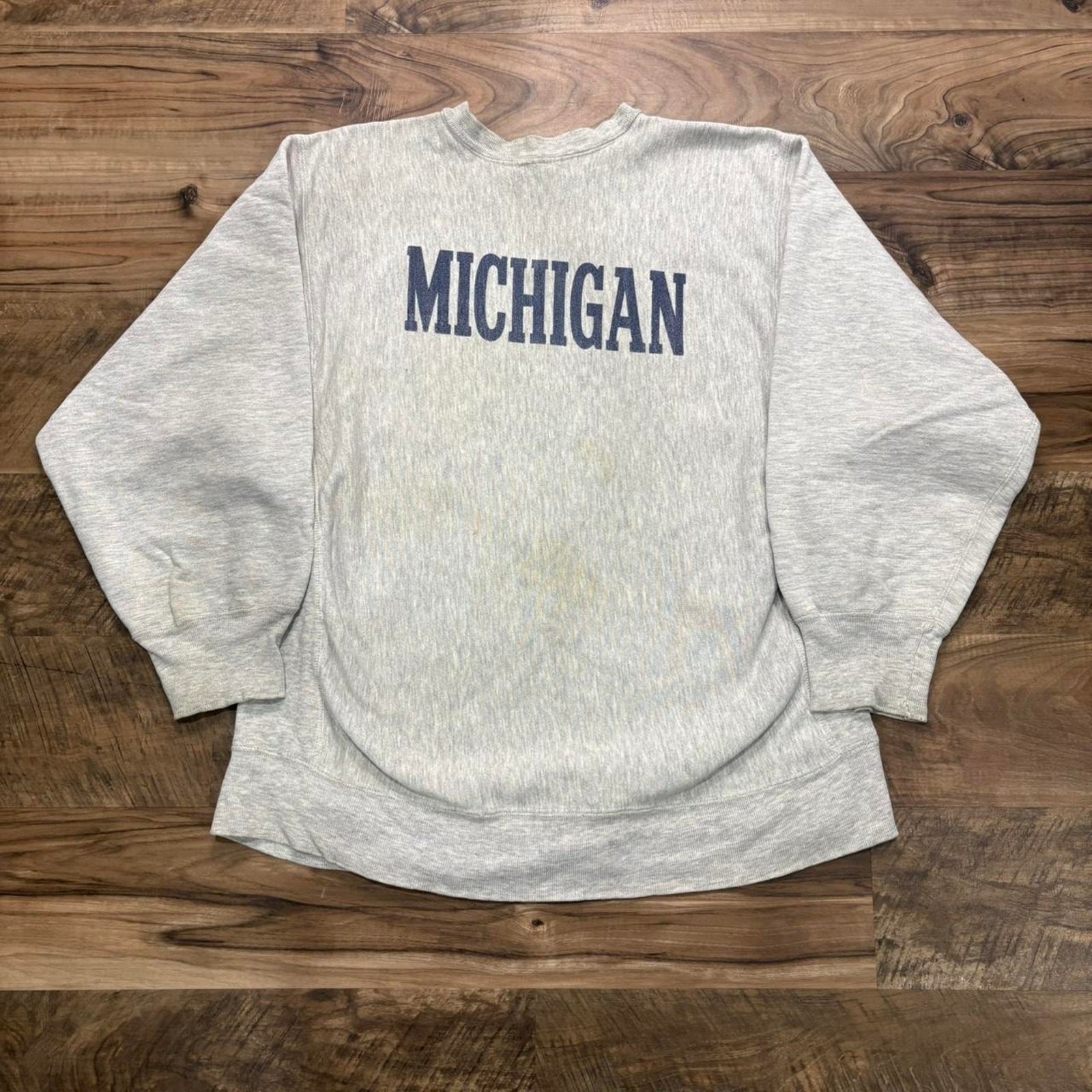 True Vintage Champion Reverse Weave Warm Up Sweatshirt Xl 80s Michigan Crew Usa